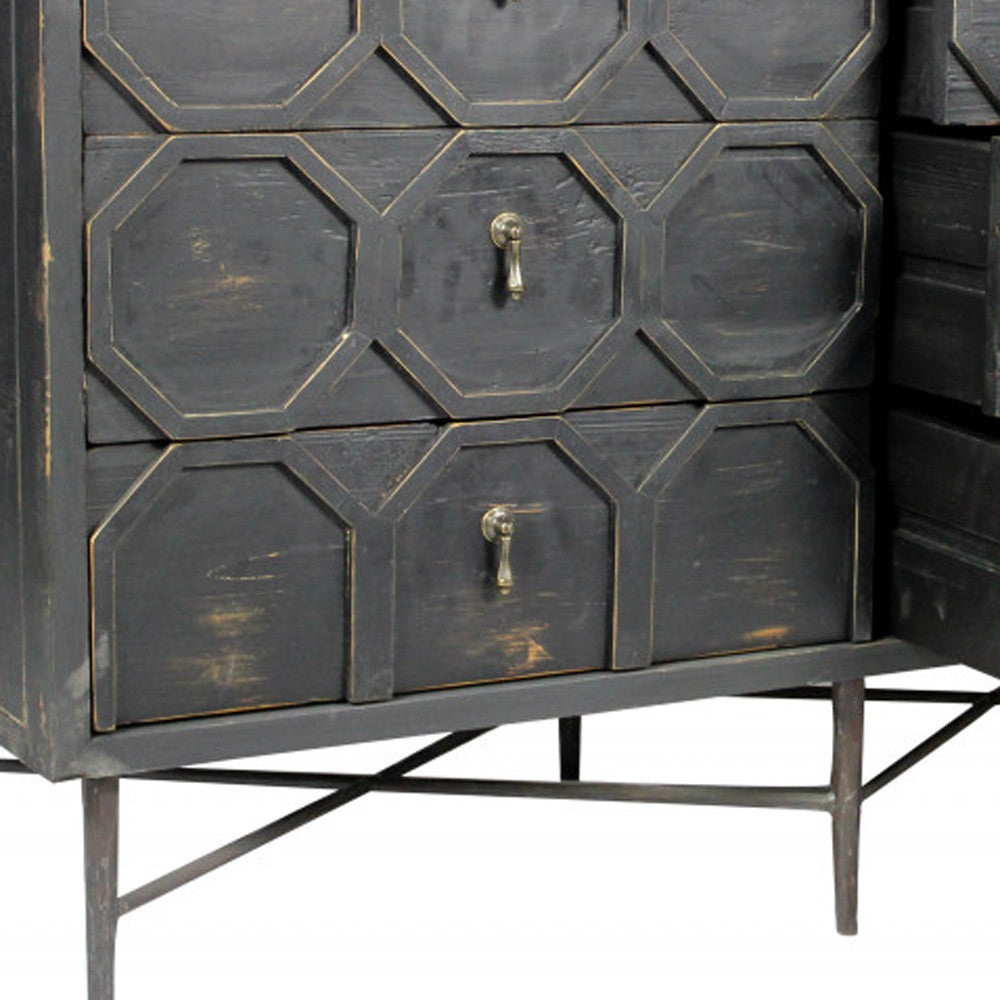 Dark Brown Wood 6-Drawer Double Dresser