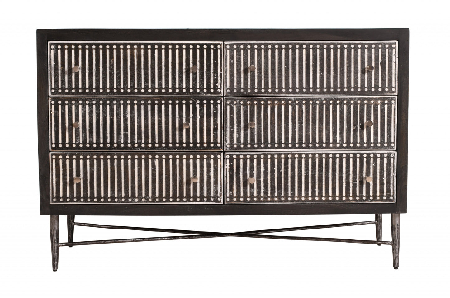 Grey Wood 6-Drawer Double Dresser