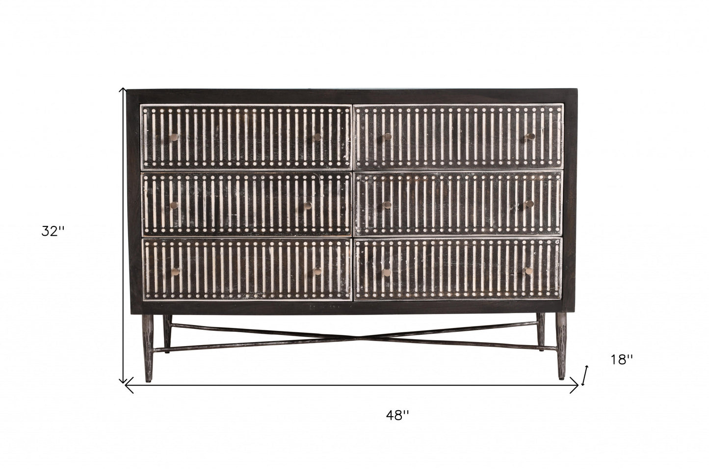 Grey Wood 6-Drawer Double Dresser