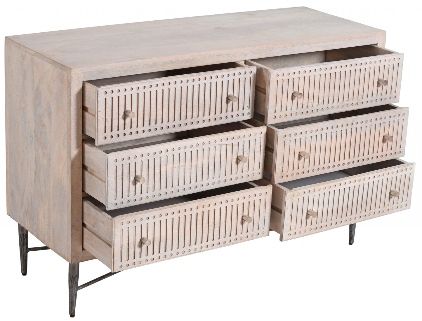 Acacia Solid Wood 6-Drawer Double Dresser