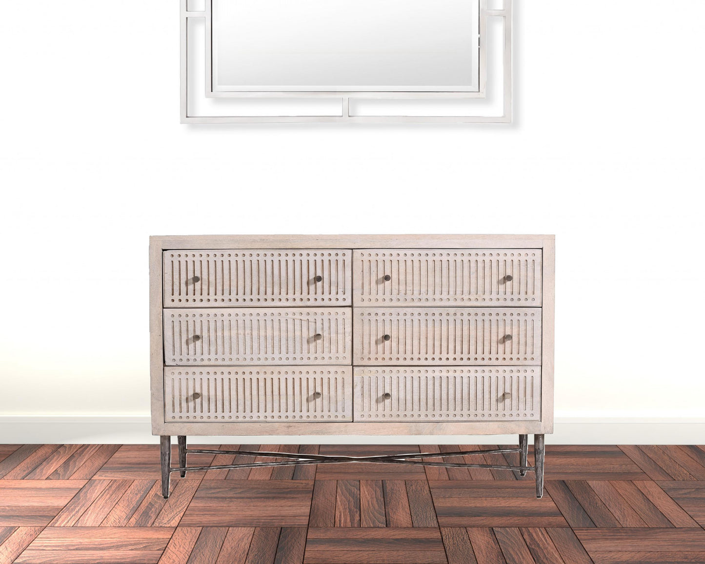 Acacia Solid Wood 6-Drawer Double Dresser