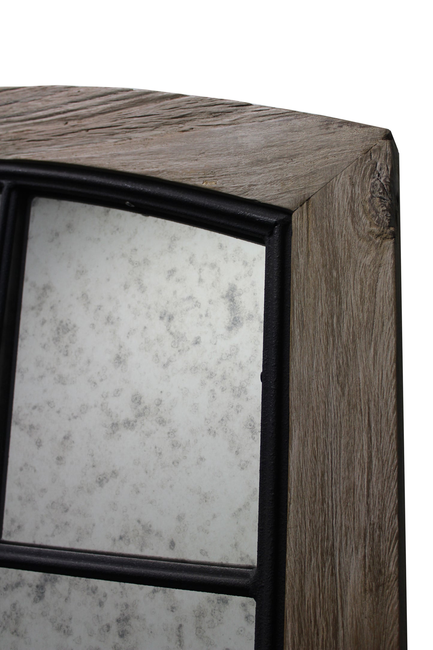 Brown Arch Solid Wood Framed Antiqued Glass Full Length Hanging Mirror