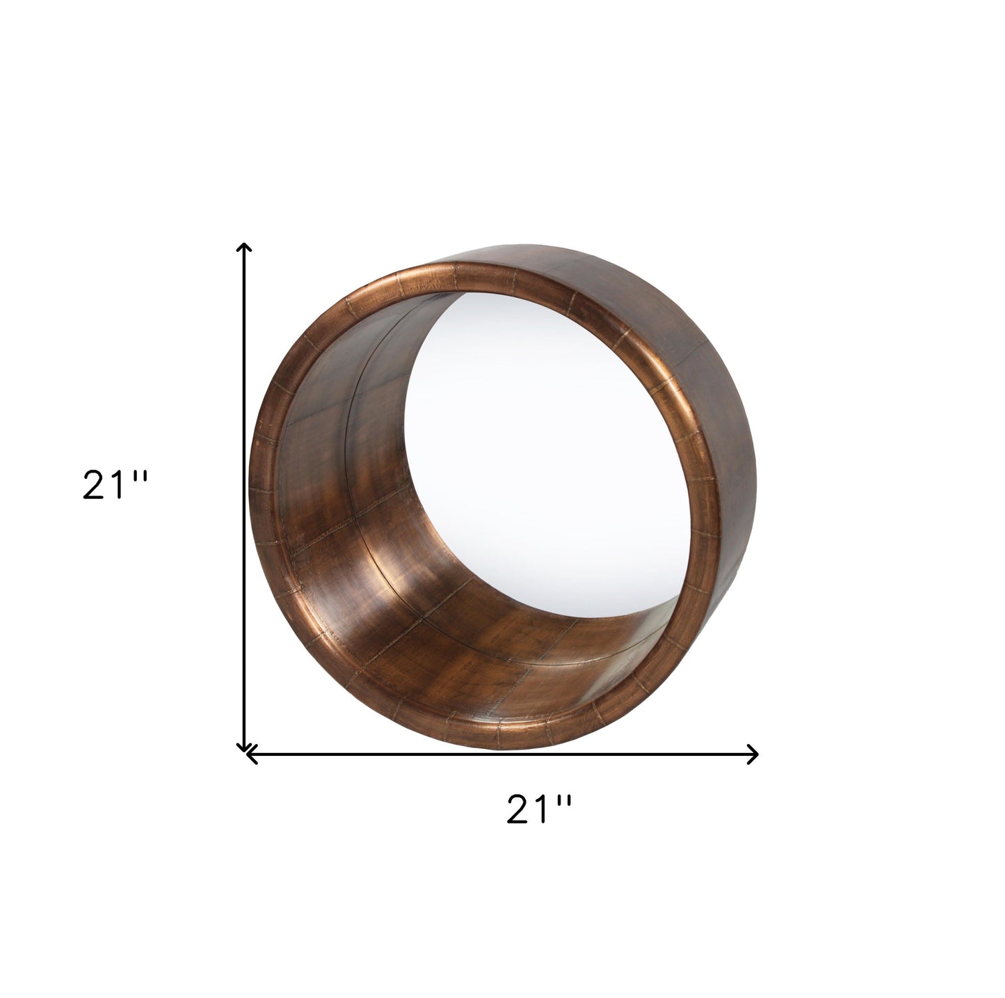 Copper Round Metal Accent Mirror