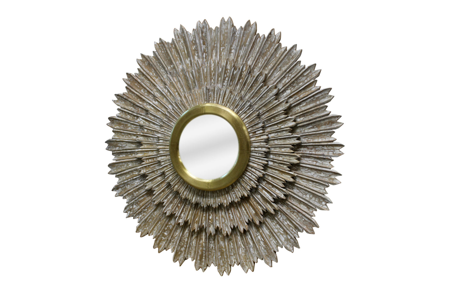 Antiqued Gold Sunburst Framed Accent Mirror
