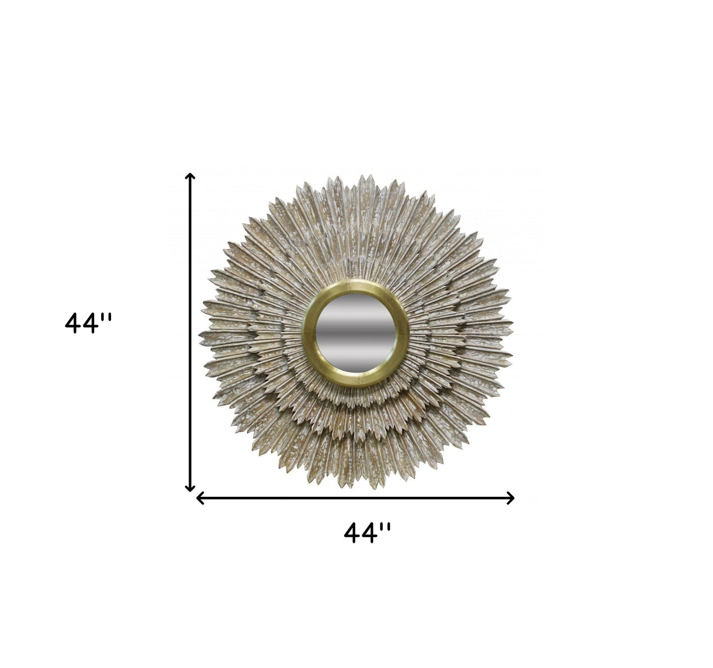 Antiqued Gold Sunburst Framed Accent Mirror