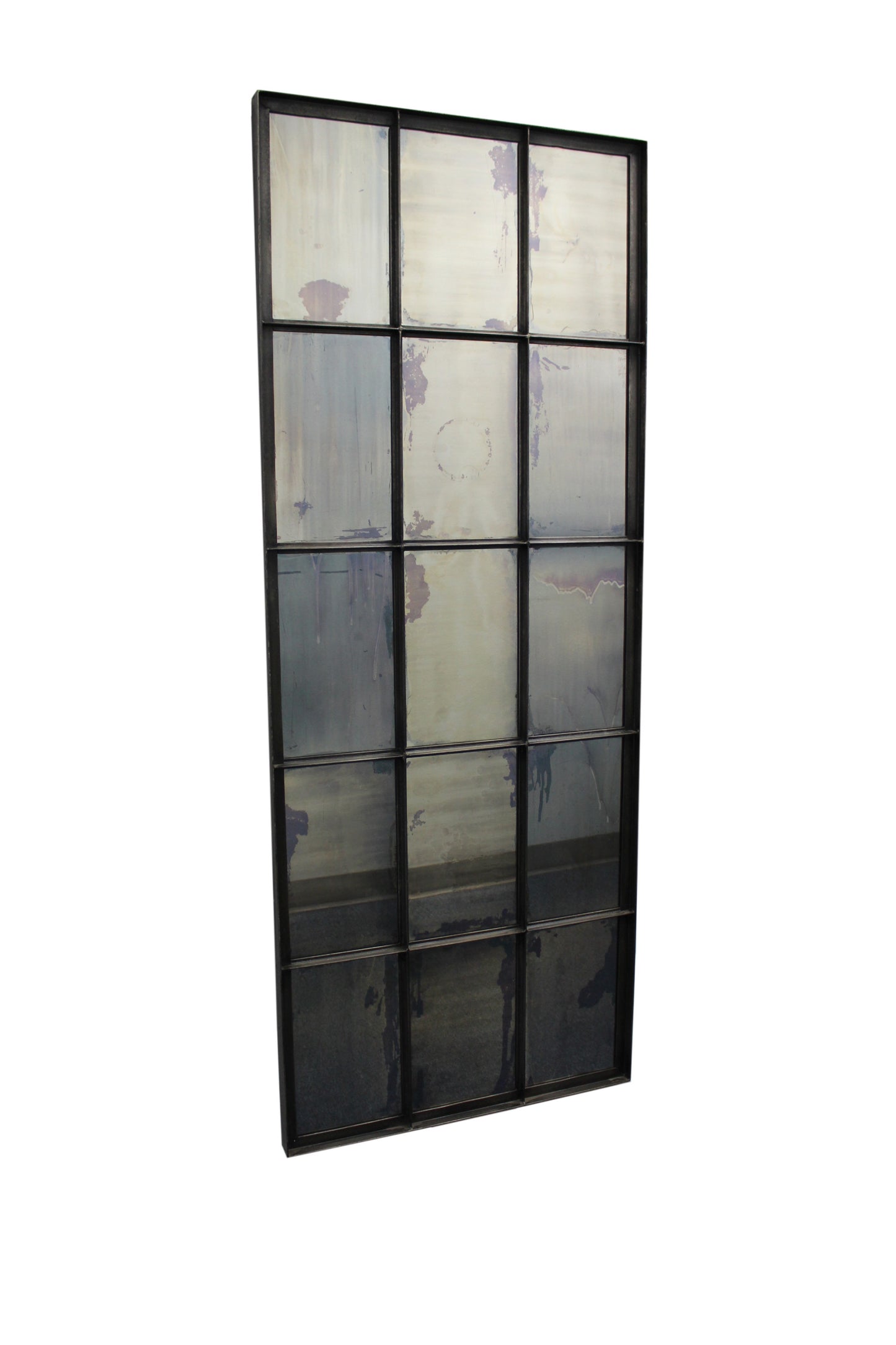 Black Metal Framed Full Length Antiqued Glass Hanging Mirror