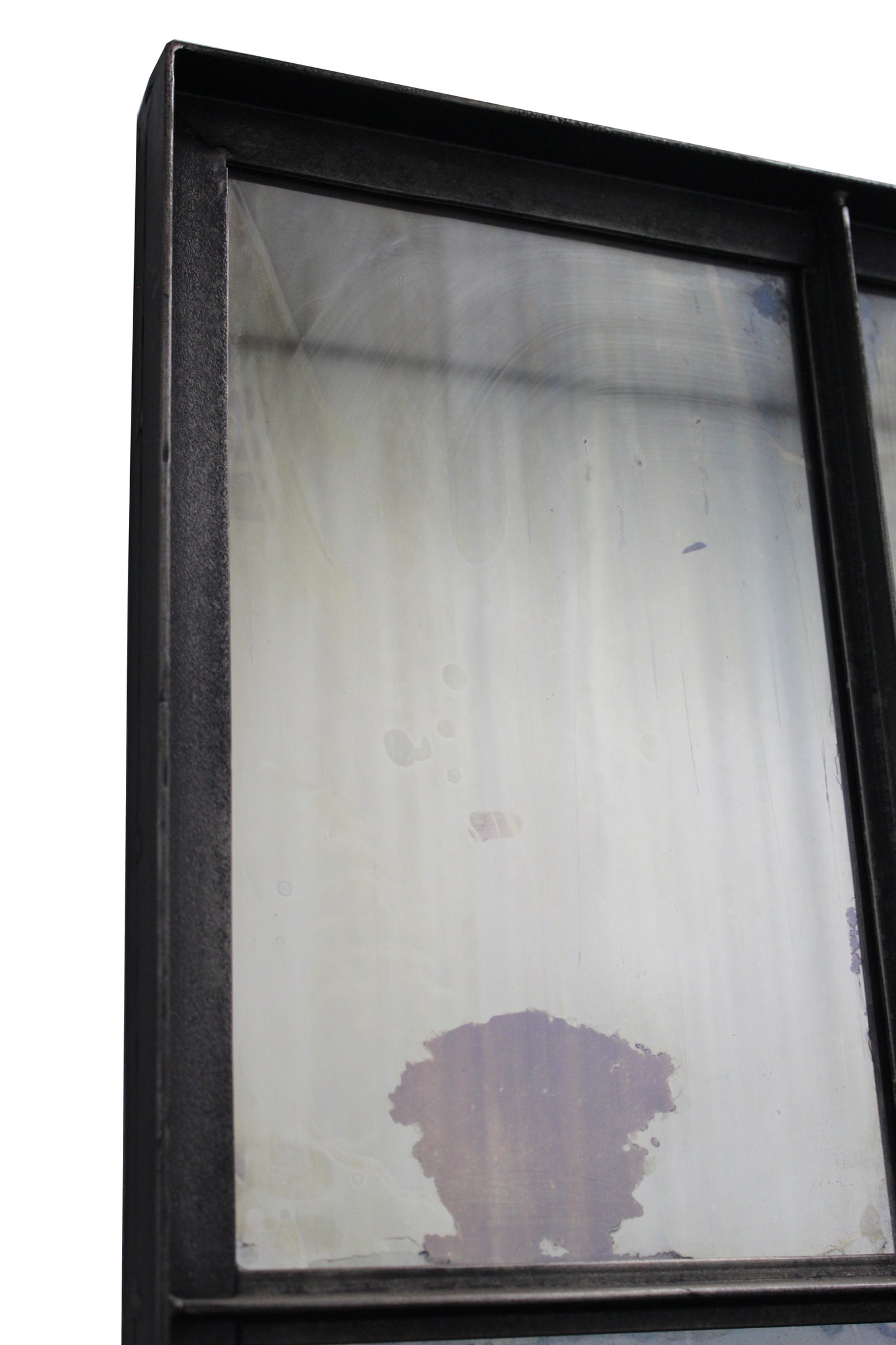 Black Metal Framed Full Length Antiqued Glass Hanging Mirror