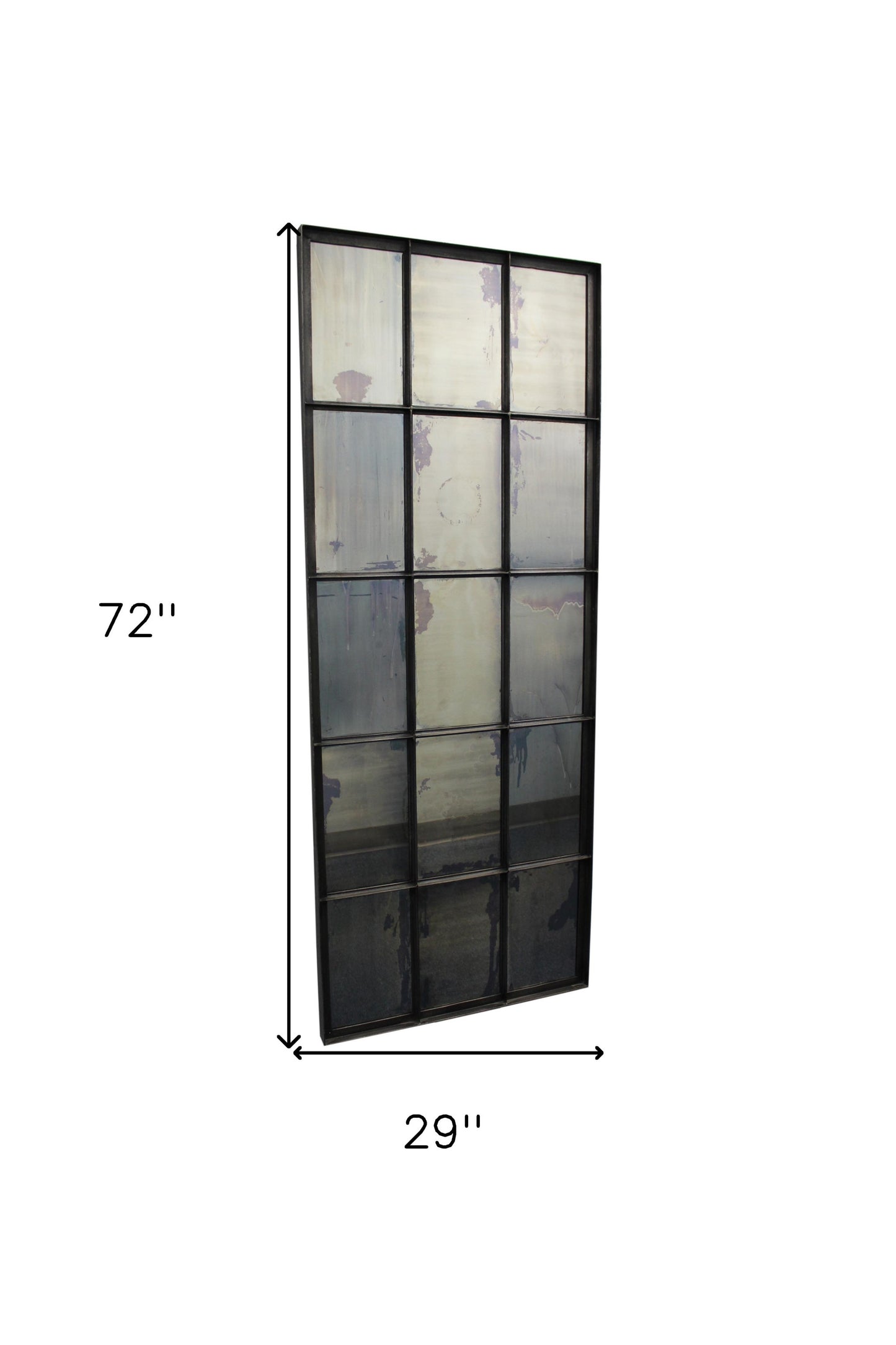 Black Metal Framed Full Length Antiqued Glass Hanging Mirror
