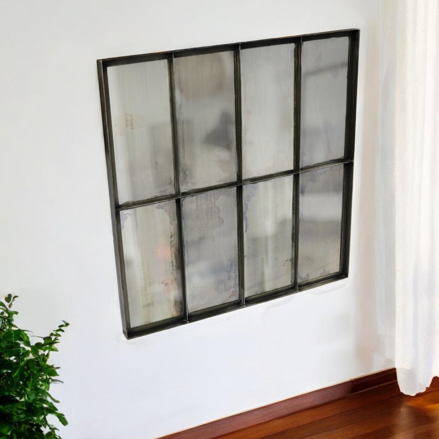 Black Square Metal Framed Accent Mirror