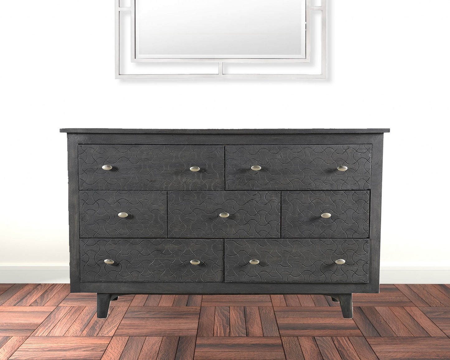 White Wood 4-Drawer Double Dresser