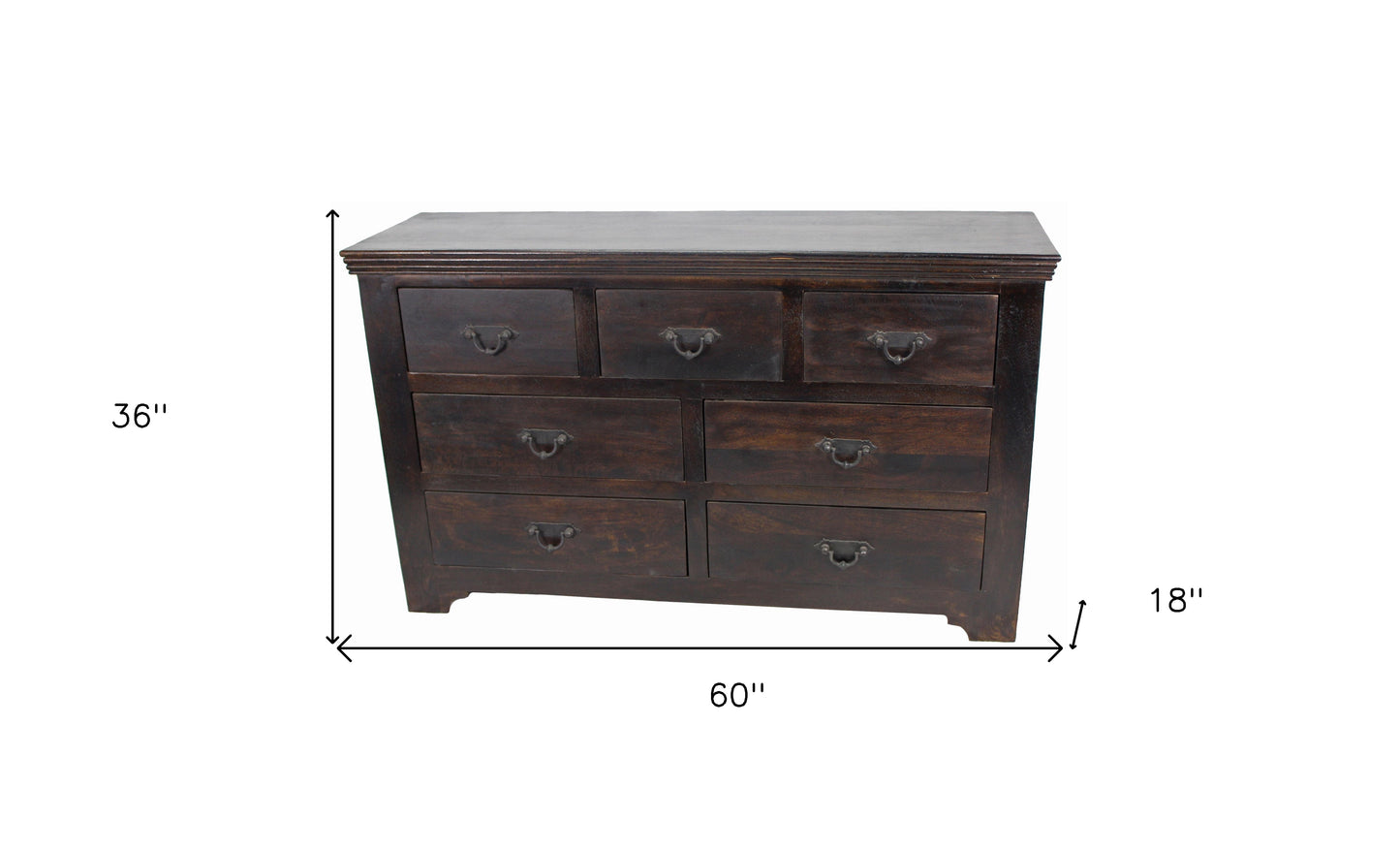 Grey Wood 5-Drawer Chest