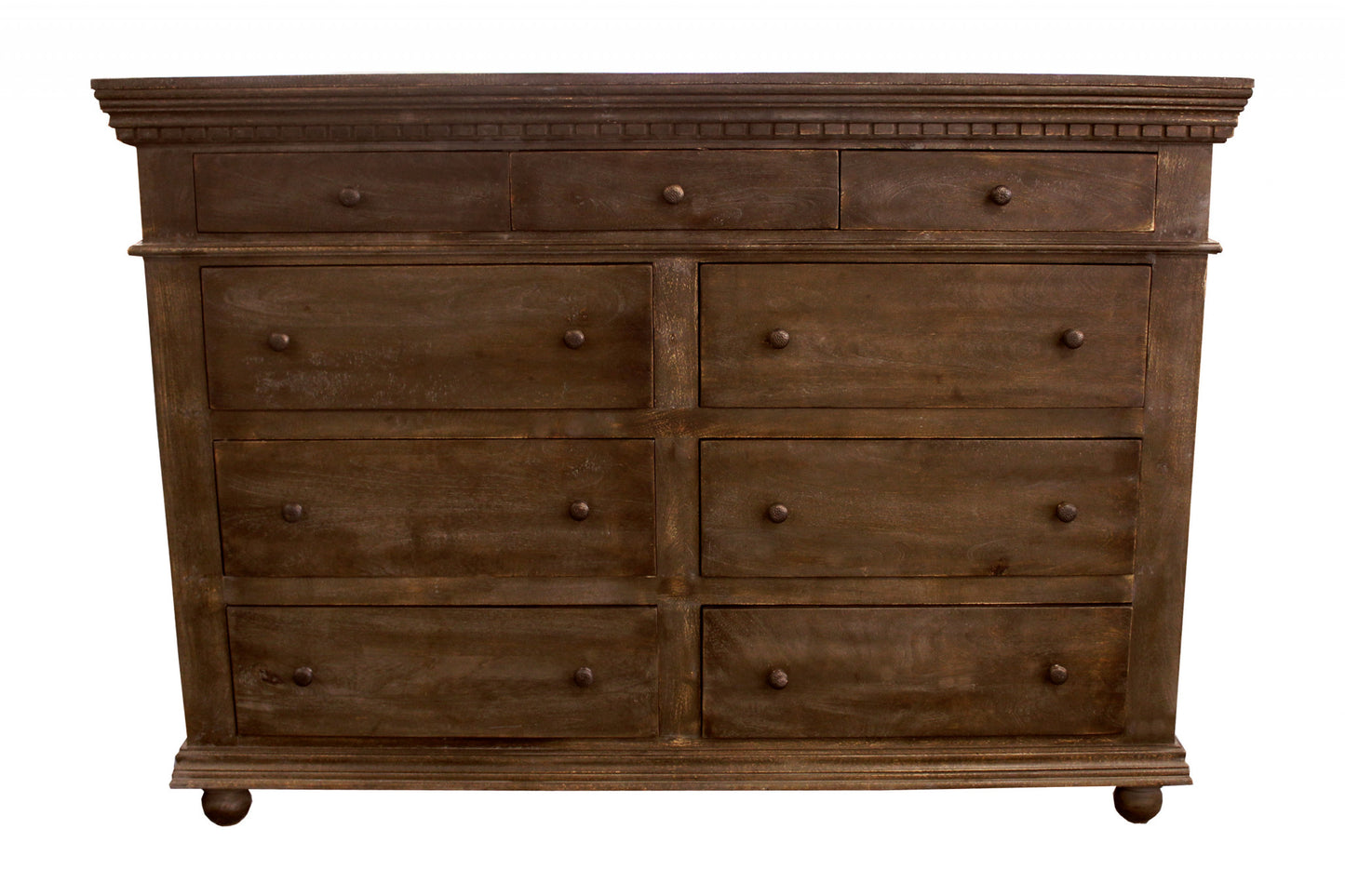 Grey Wood 5-Drawer Chest