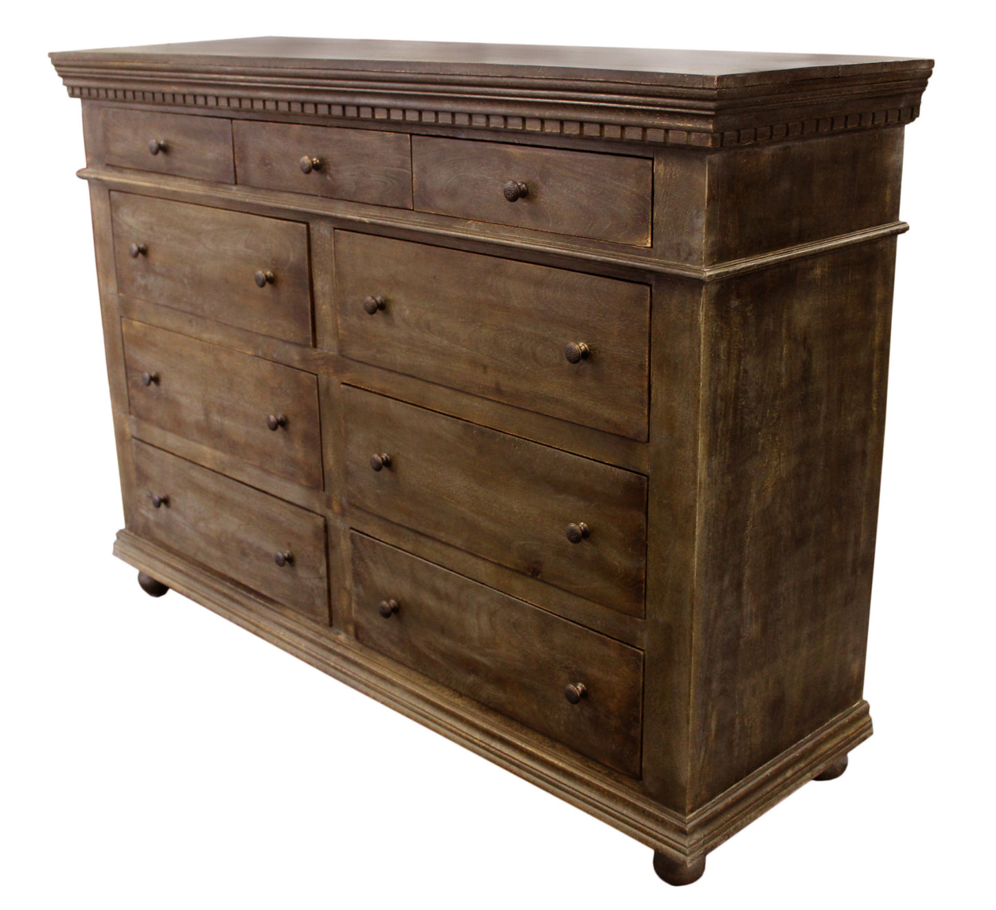 Grey Wood 5-Drawer Chest