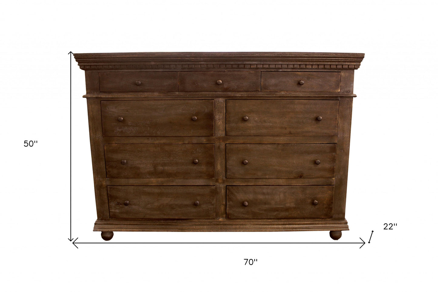 Grey Wood 5-Drawer Chest