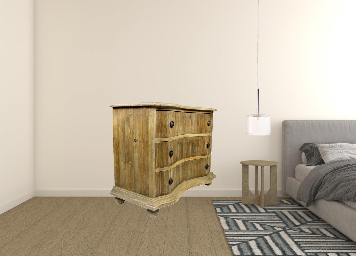 Blue Wood 4-Drawer Chest