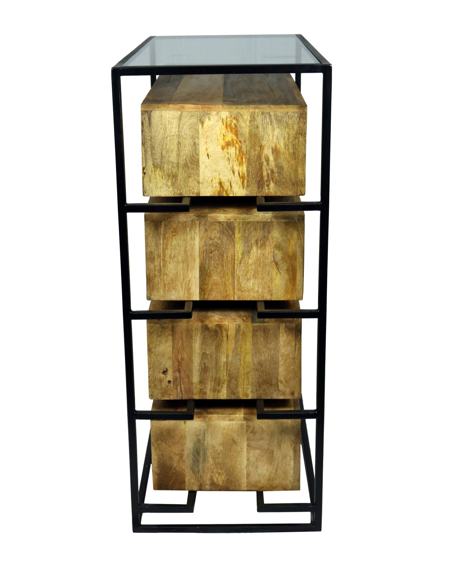 Beige Wood 4-Drawer Chest