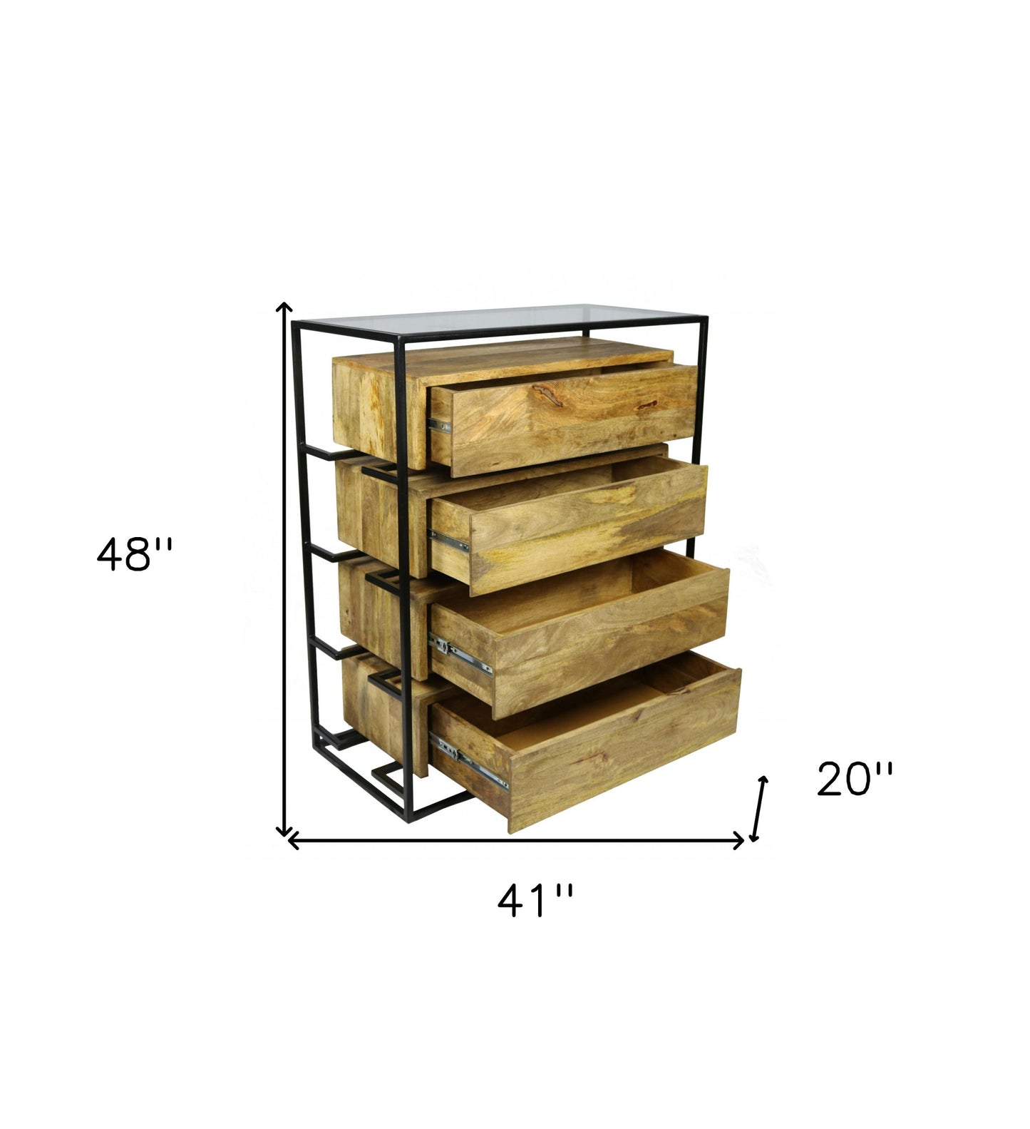 Beige Wood 4-Drawer Chest