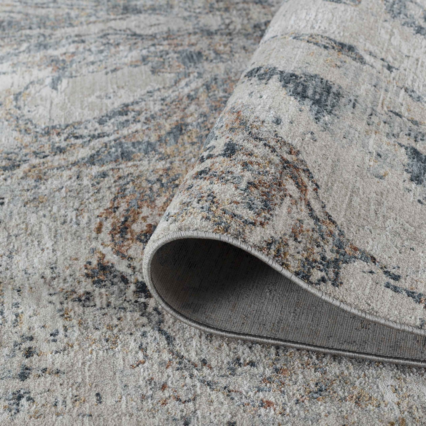 8 x 10 Beige Blue Power Loom Rug