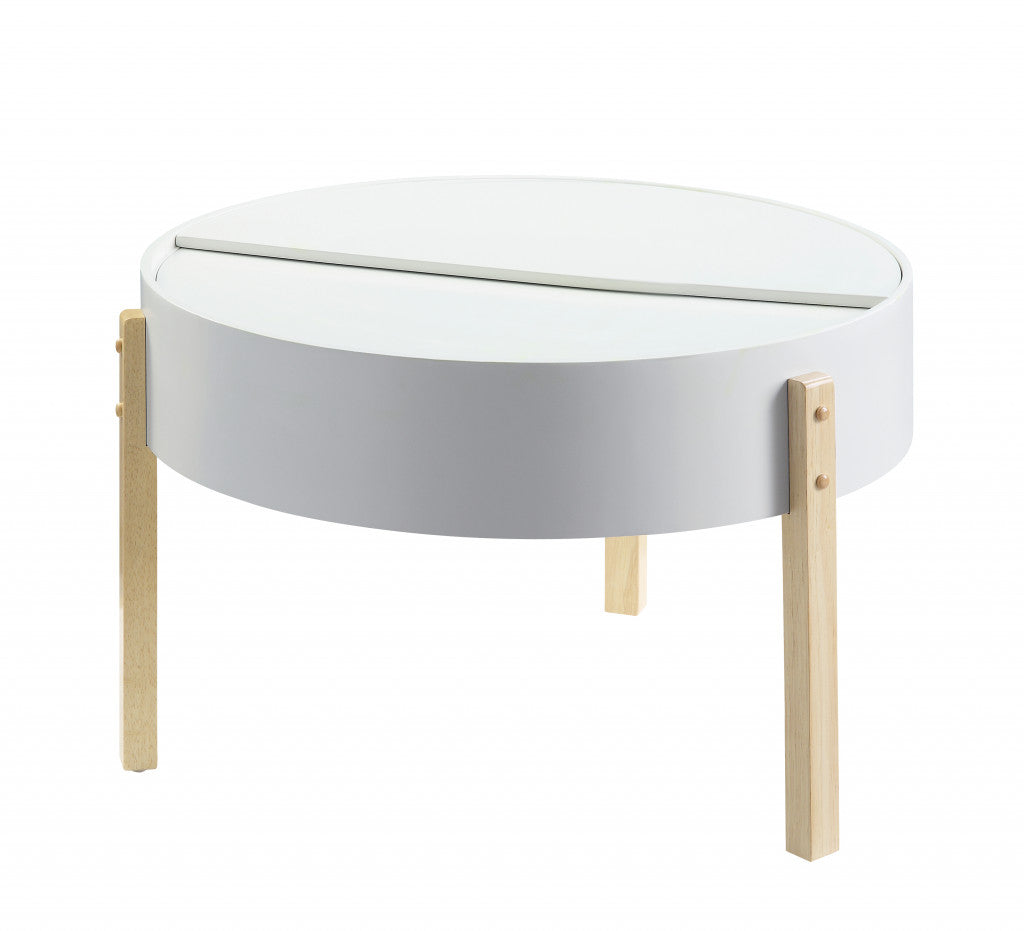 Natural Brown & White Round Coffee Table