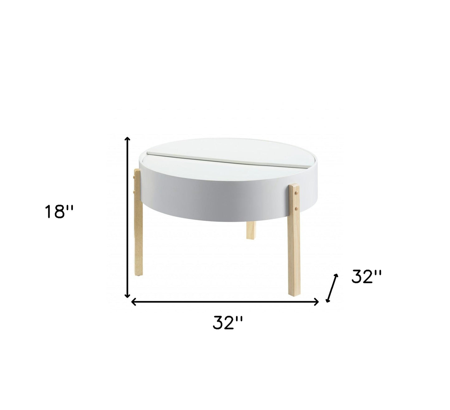 Natural Brown & White Round Coffee Table