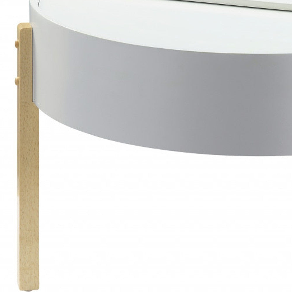 Natural Brown & White Round Coffee Table