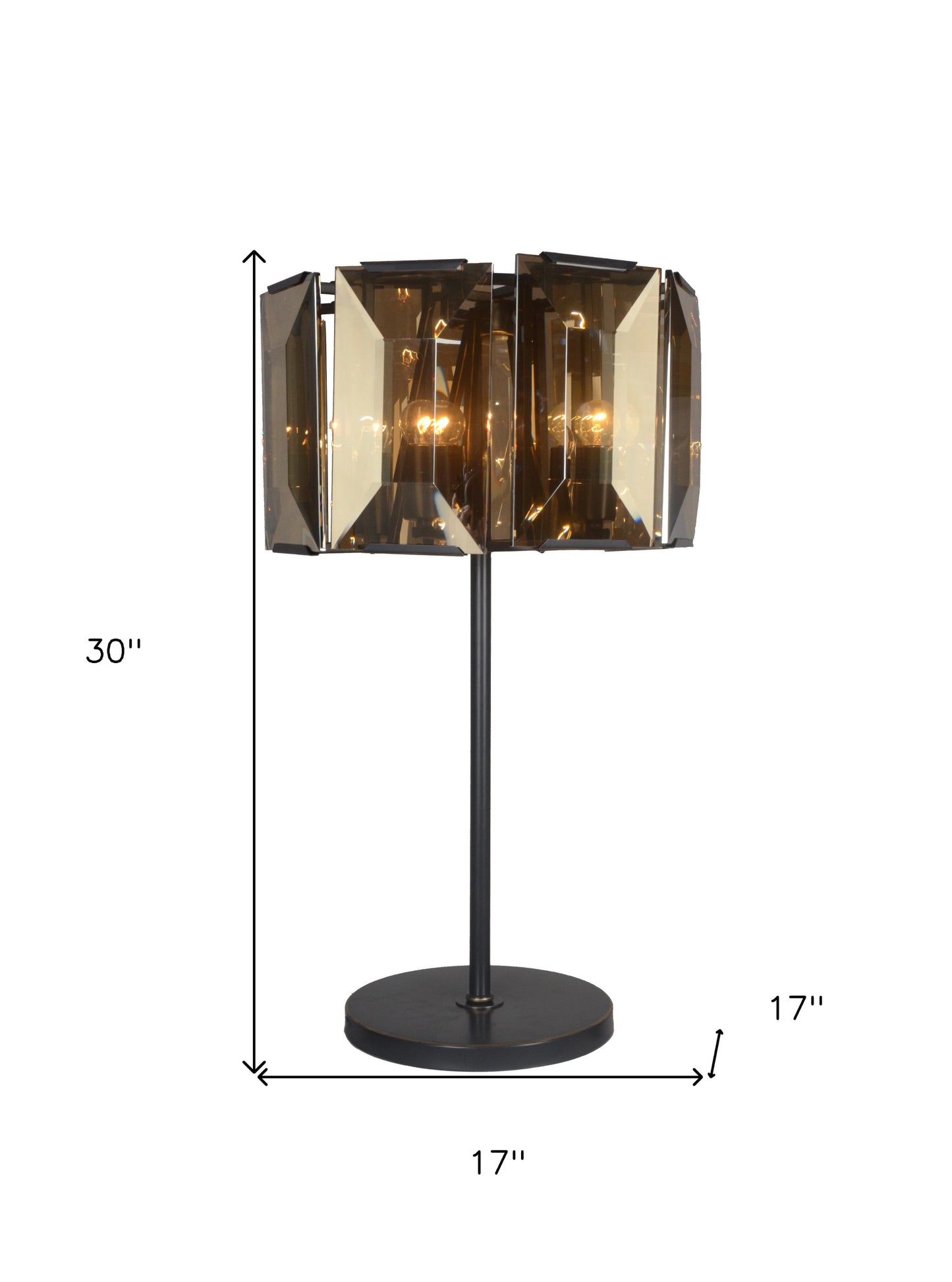 Bronze Four Light Bedside Table Lamp w/ Amber Shade