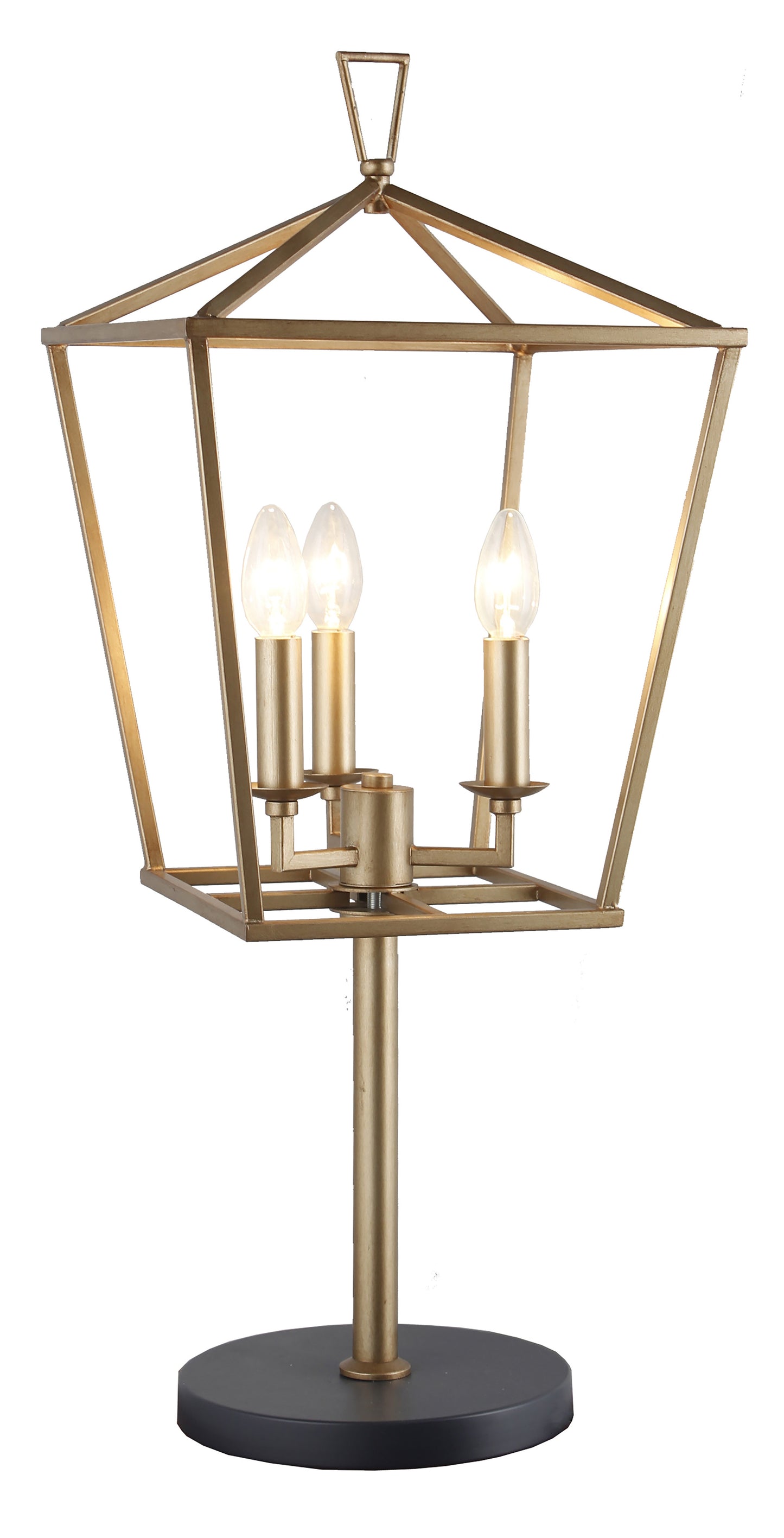 Black Iron Three Light Bedside Table Lamp