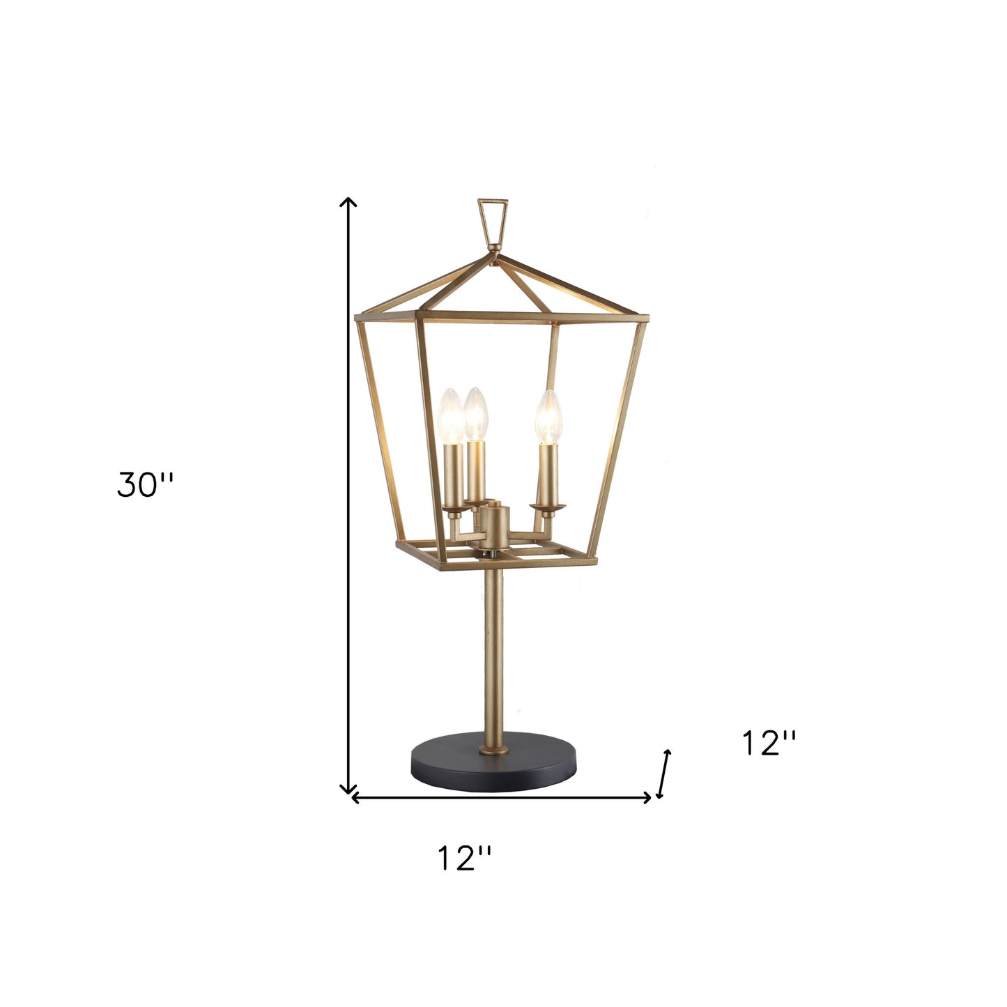 Black Iron Three Light Bedside Table Lamp