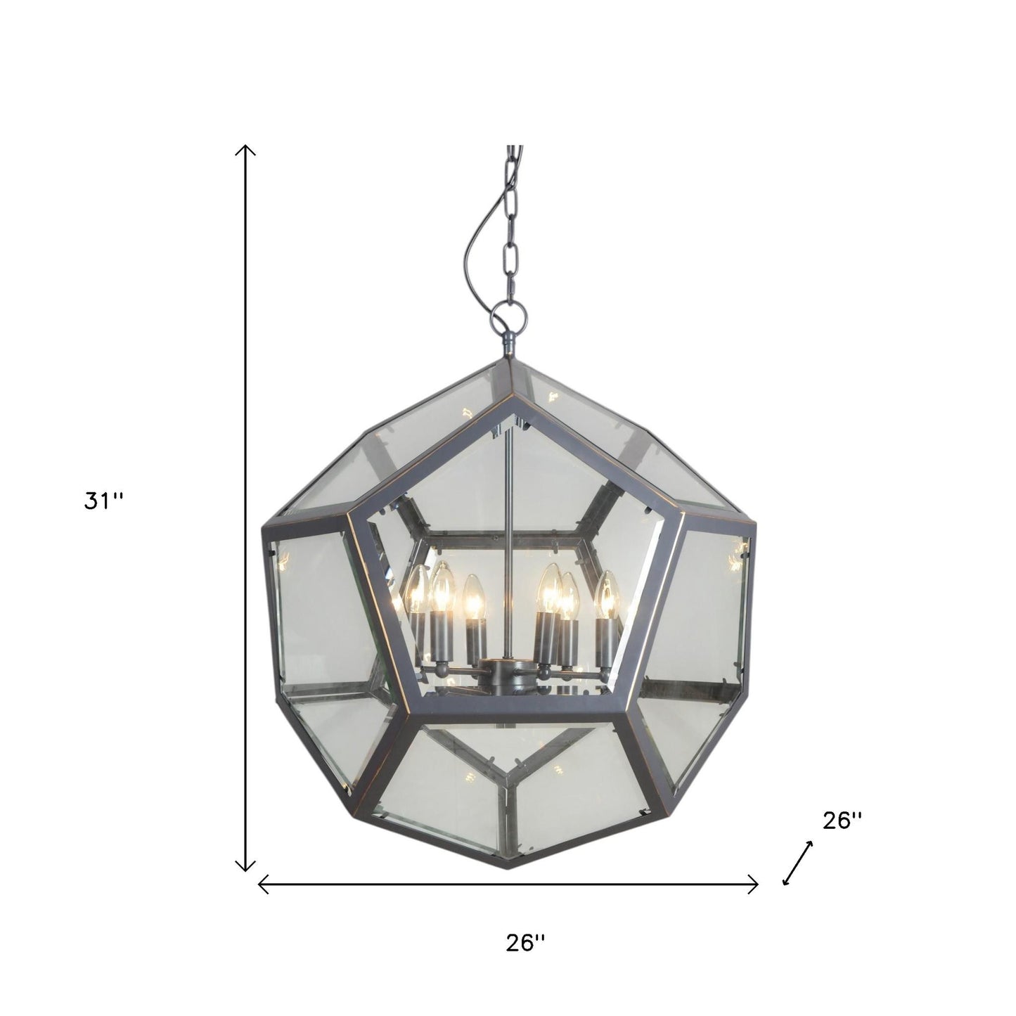 Clear Unique Statement 6 Light Chandelier w/ Shades