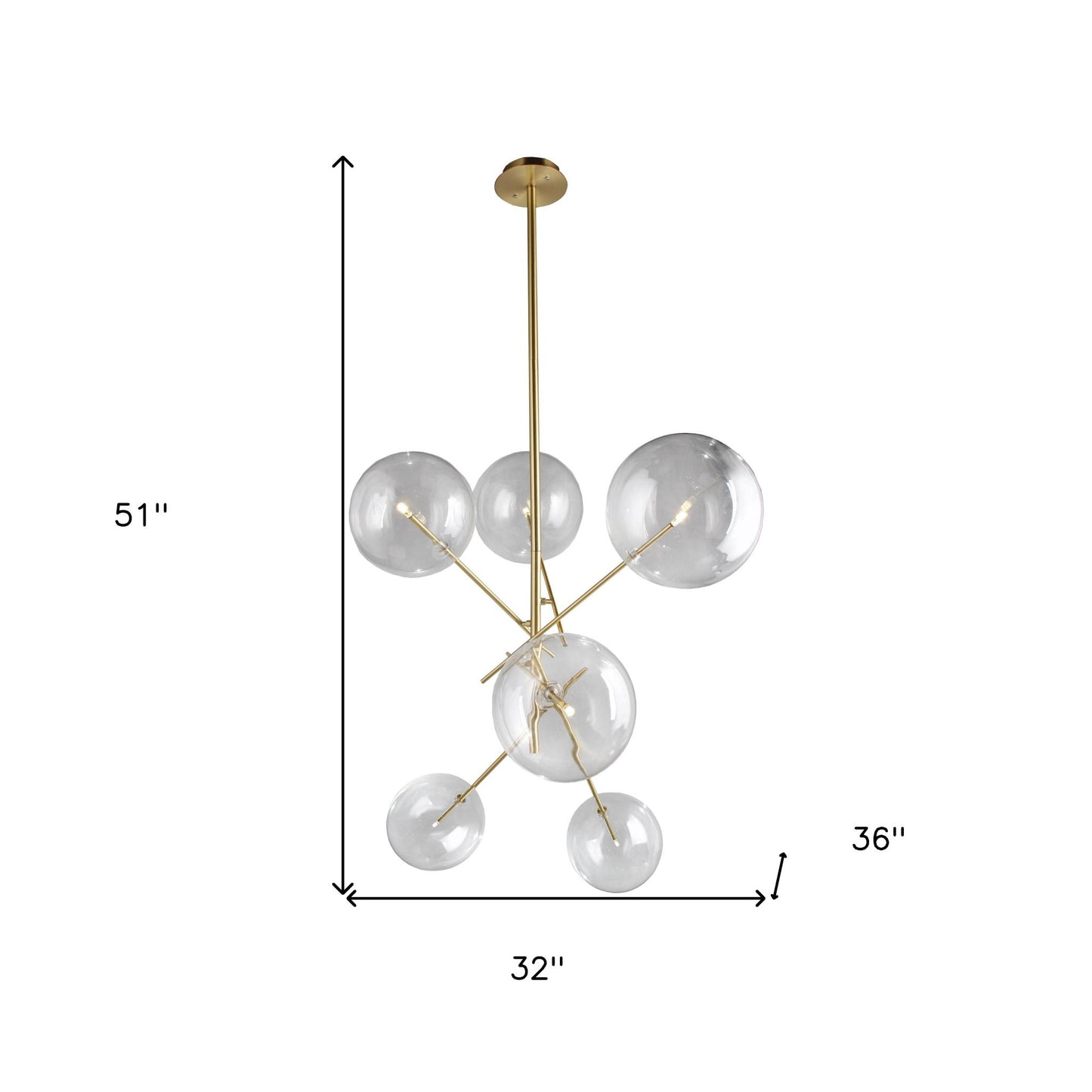 Antiqued Brass Sputnik 4 Light Chandelier w/ Clear Shades