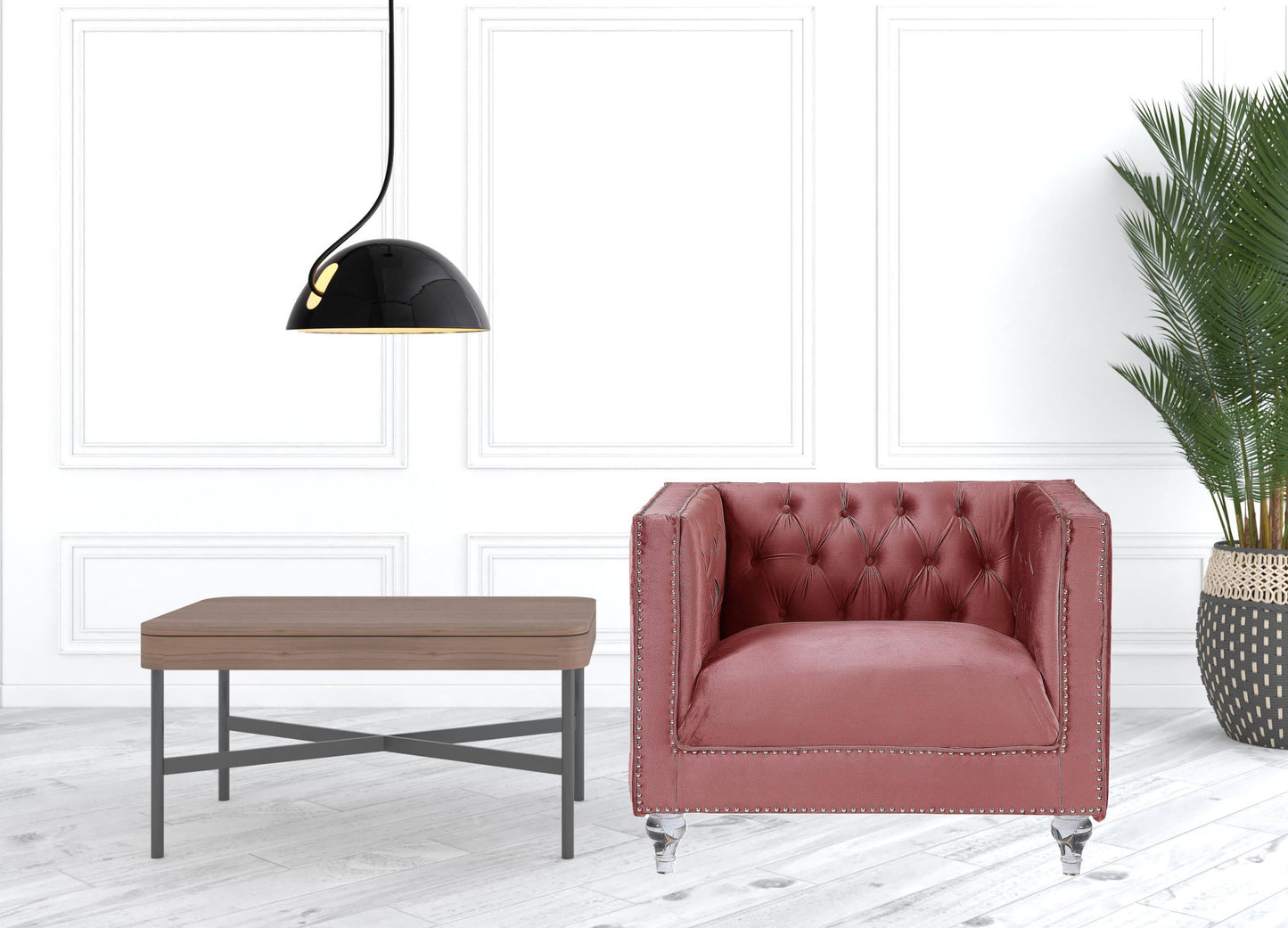 Pink Velvet Arm Chair
