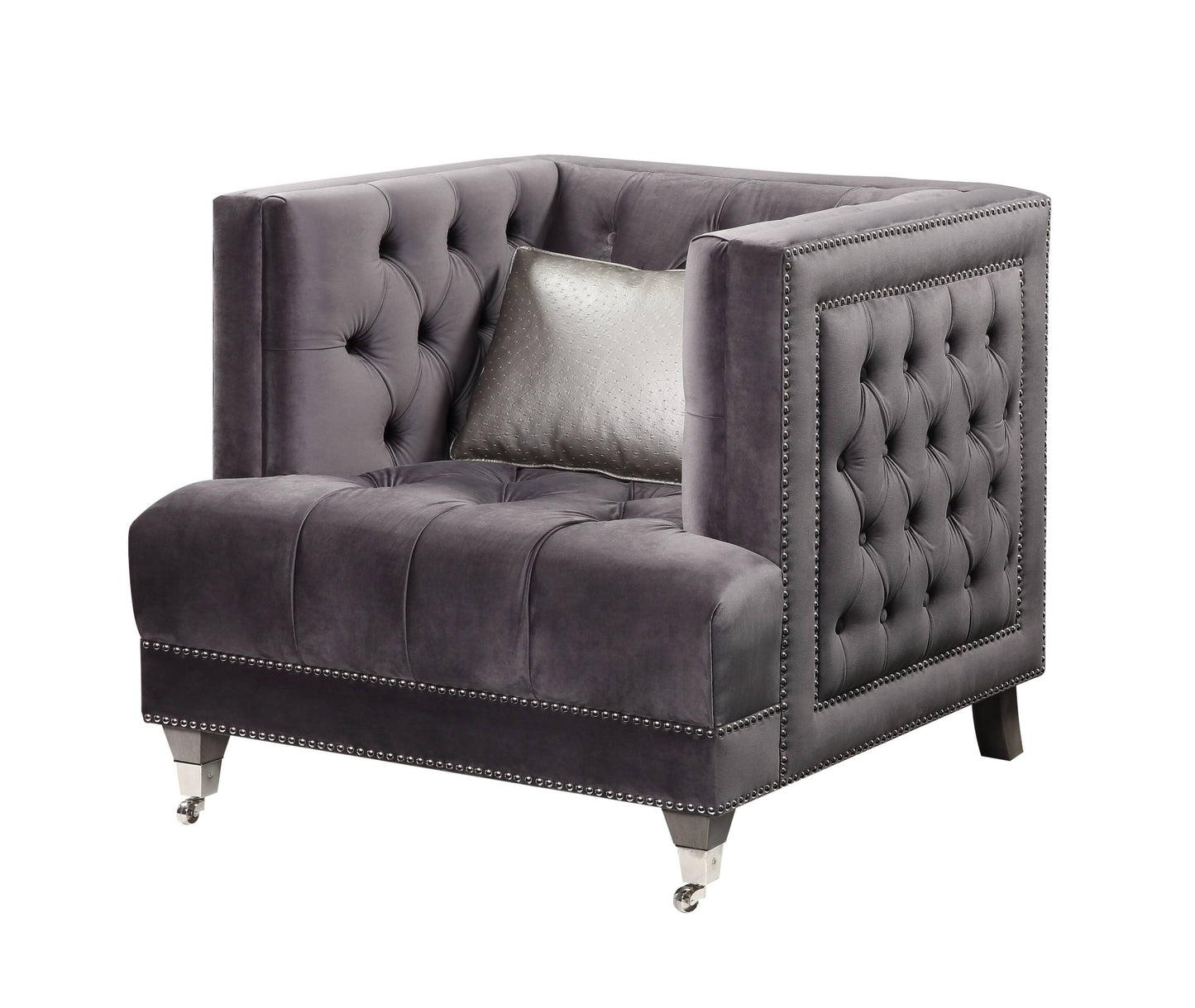 Gray Velvet Arm Chair