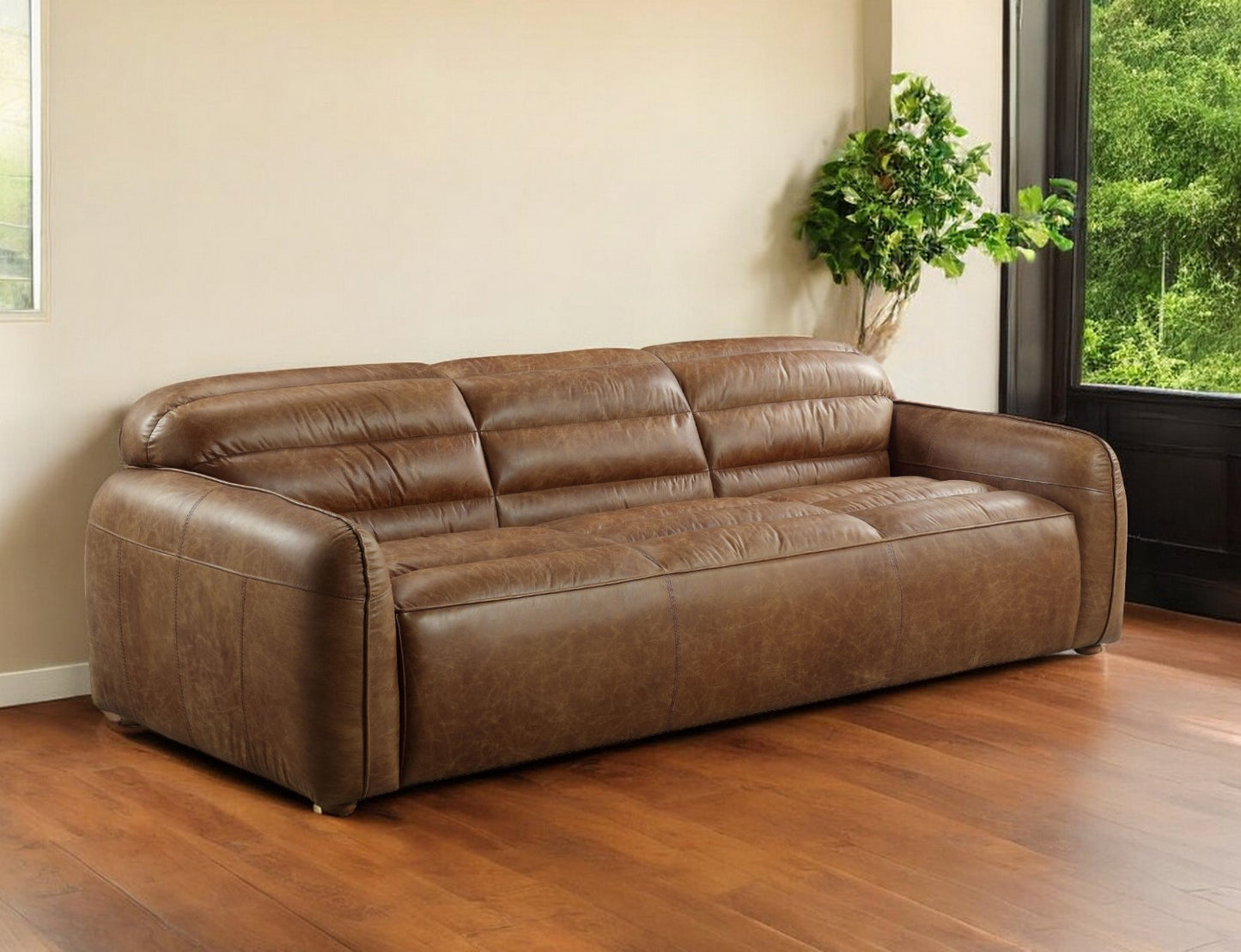 Dark Brown Top Grain Leather Sofa