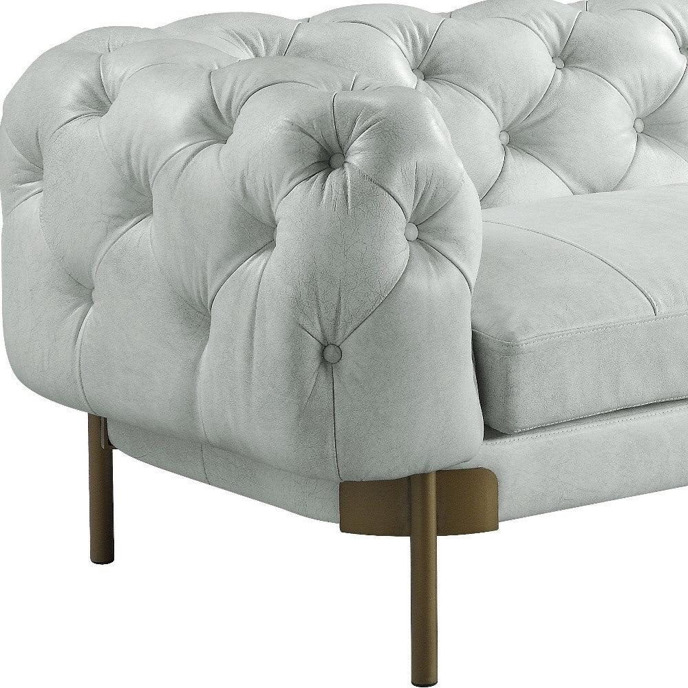 Light Slate Gray Top Grain Leather Sofa