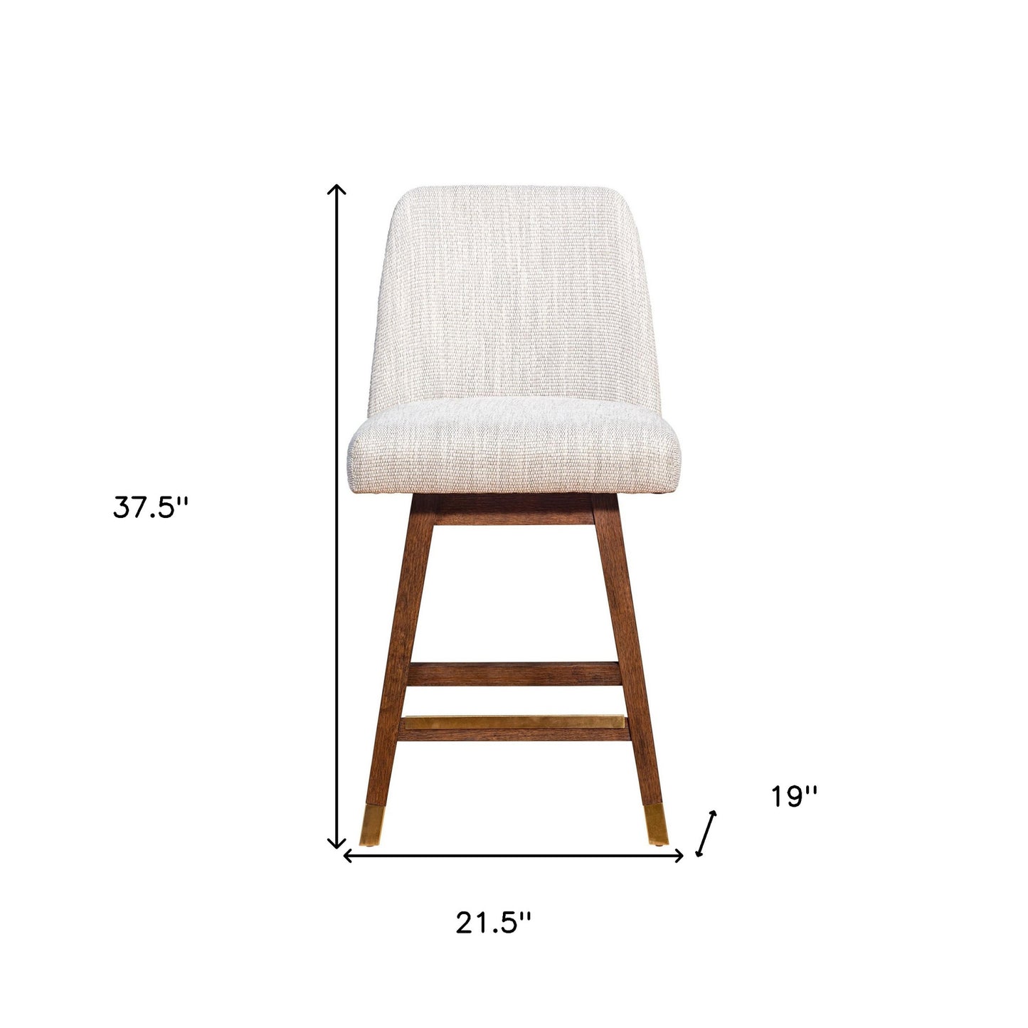 Beige & Brown Solid Wood Swivel Counter Height Bar Chair