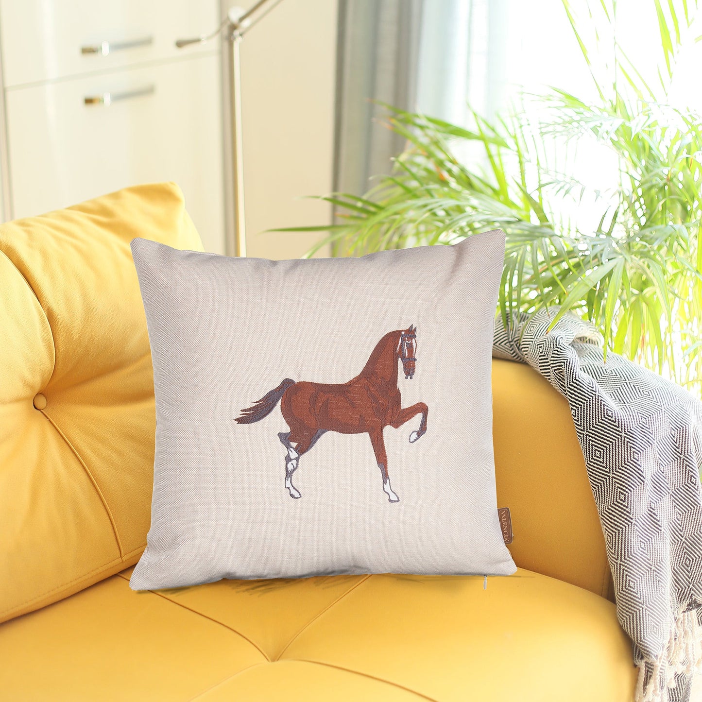 Beige Animal Print Handmade Pillow w/ Embroidery