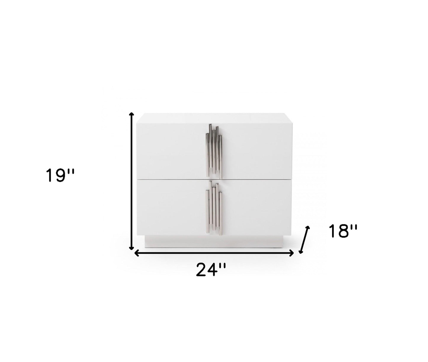 Pamm White 2 Drawer Nightstand