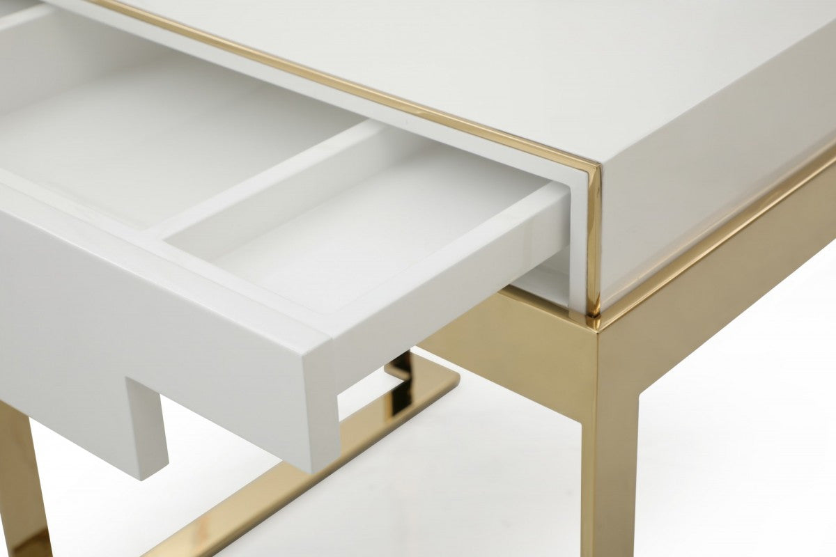 Champagne Gold & White One Drawer Nightstand