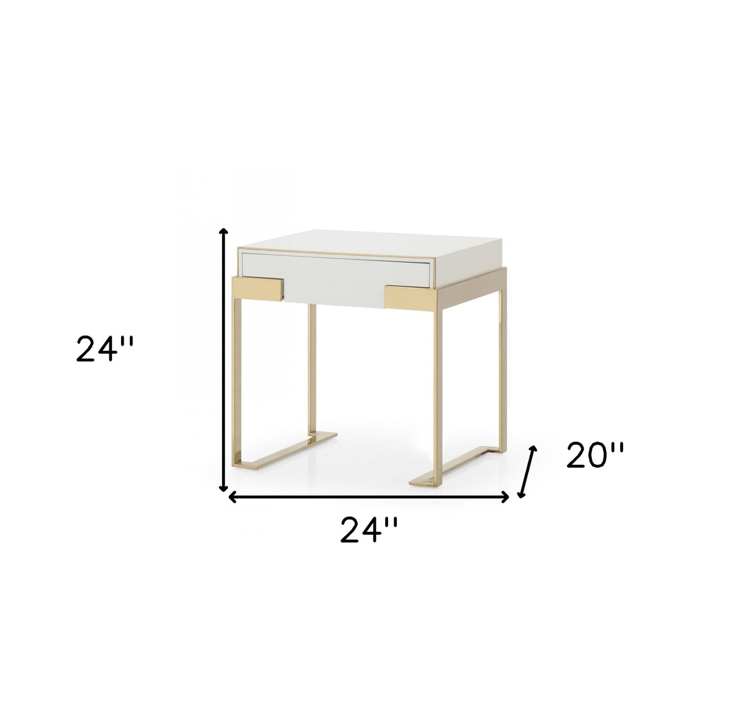 Champagne Gold & White One Drawer Nightstand