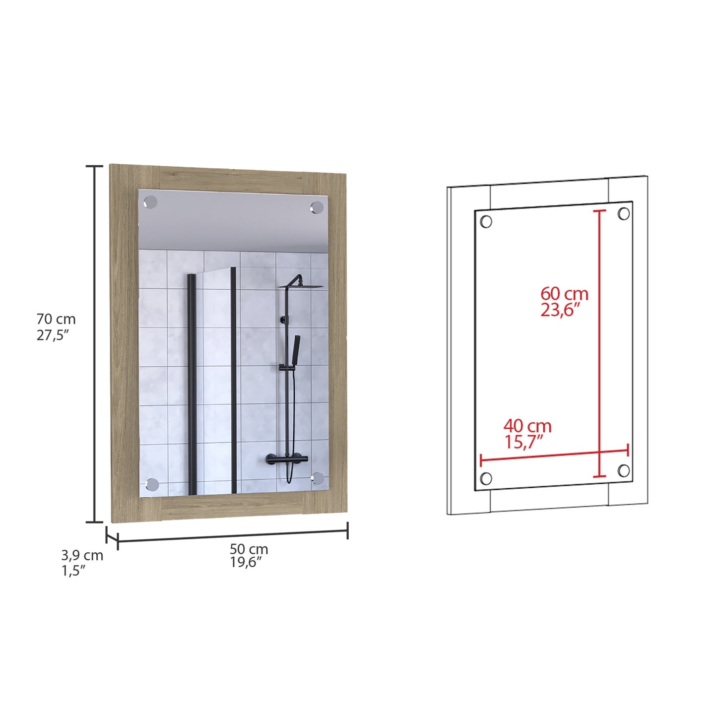 Wood Framed Bathroom Vanity Mirror