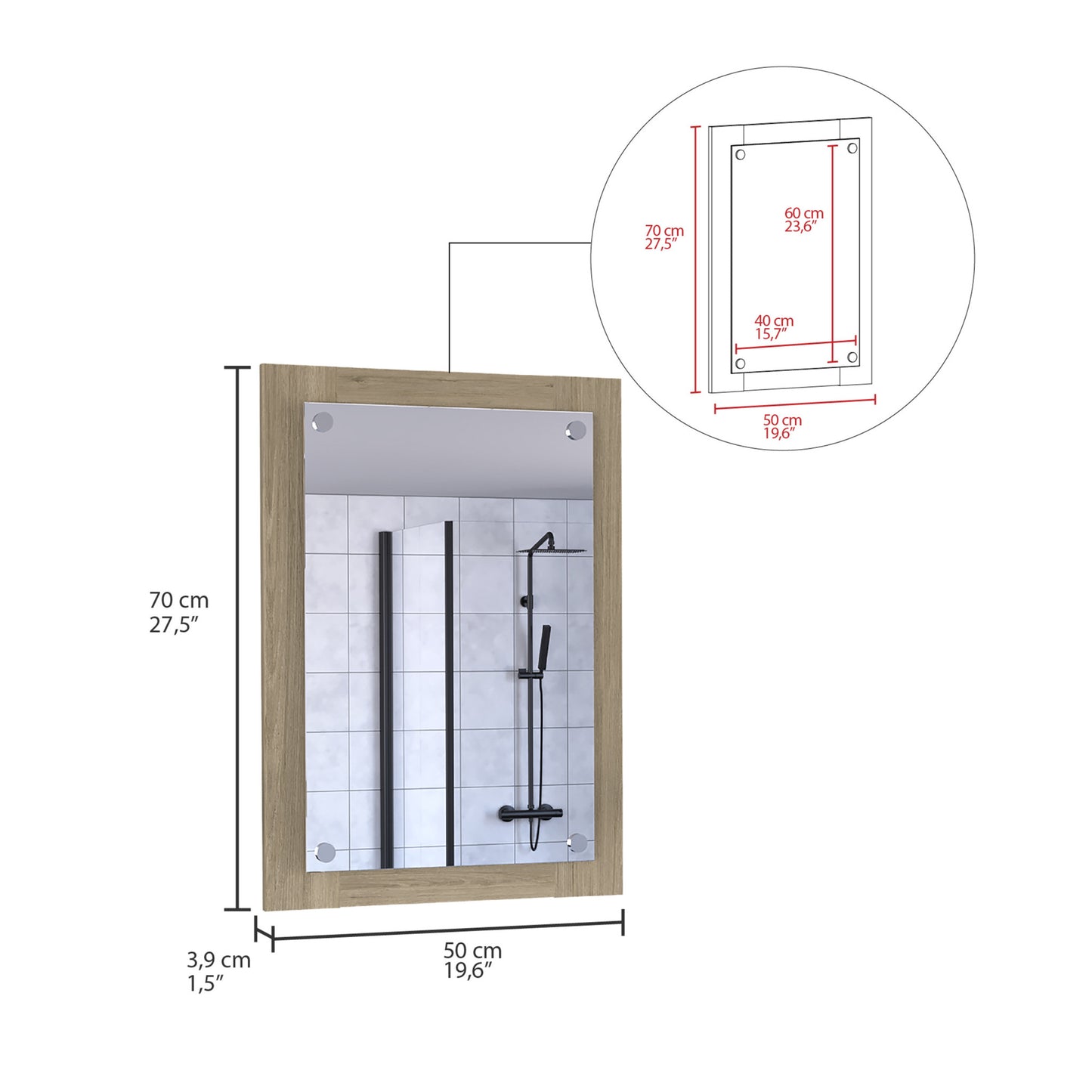 Wood Framed Bathroom Vanity Mirror