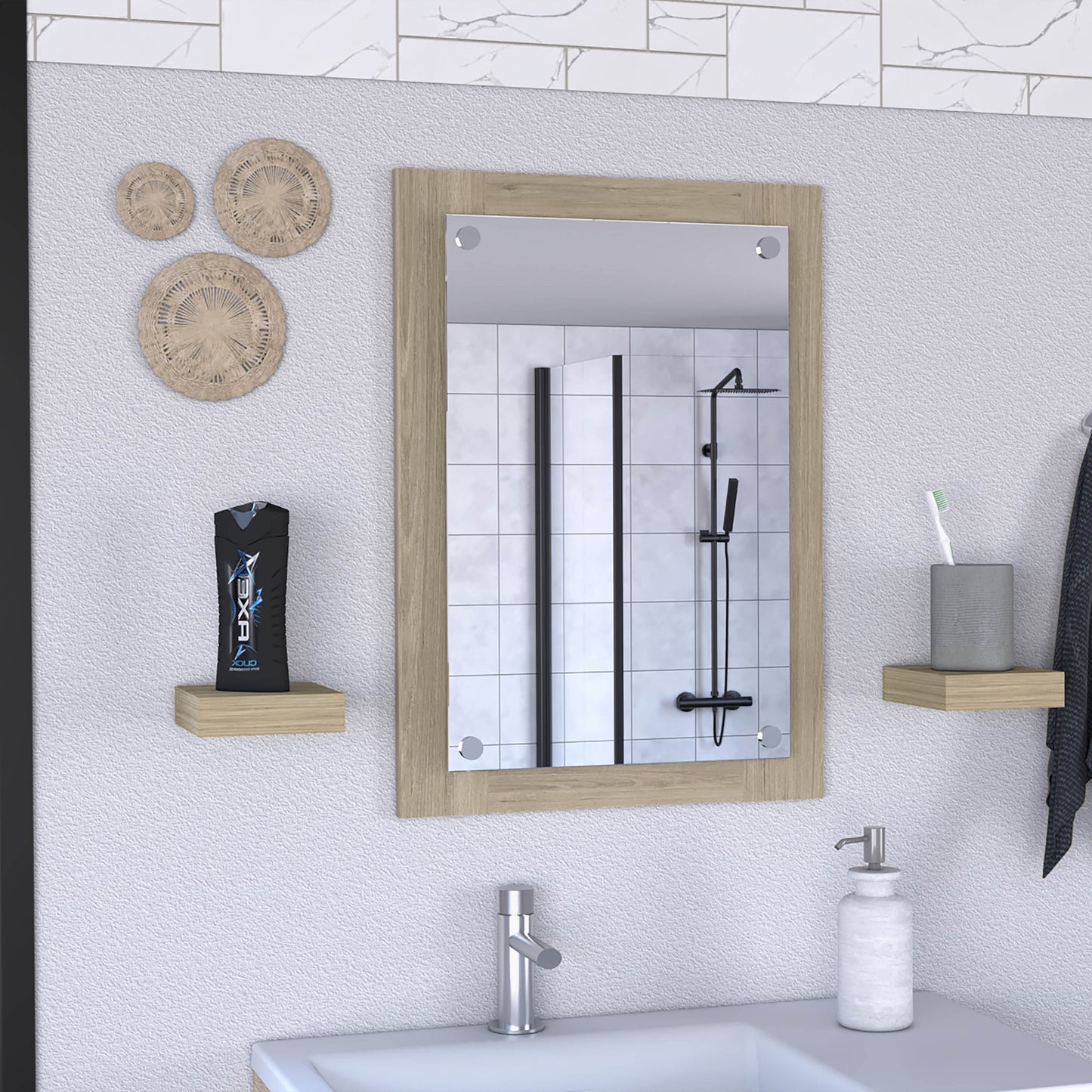 Wood Framed Bathroom Vanity Mirror