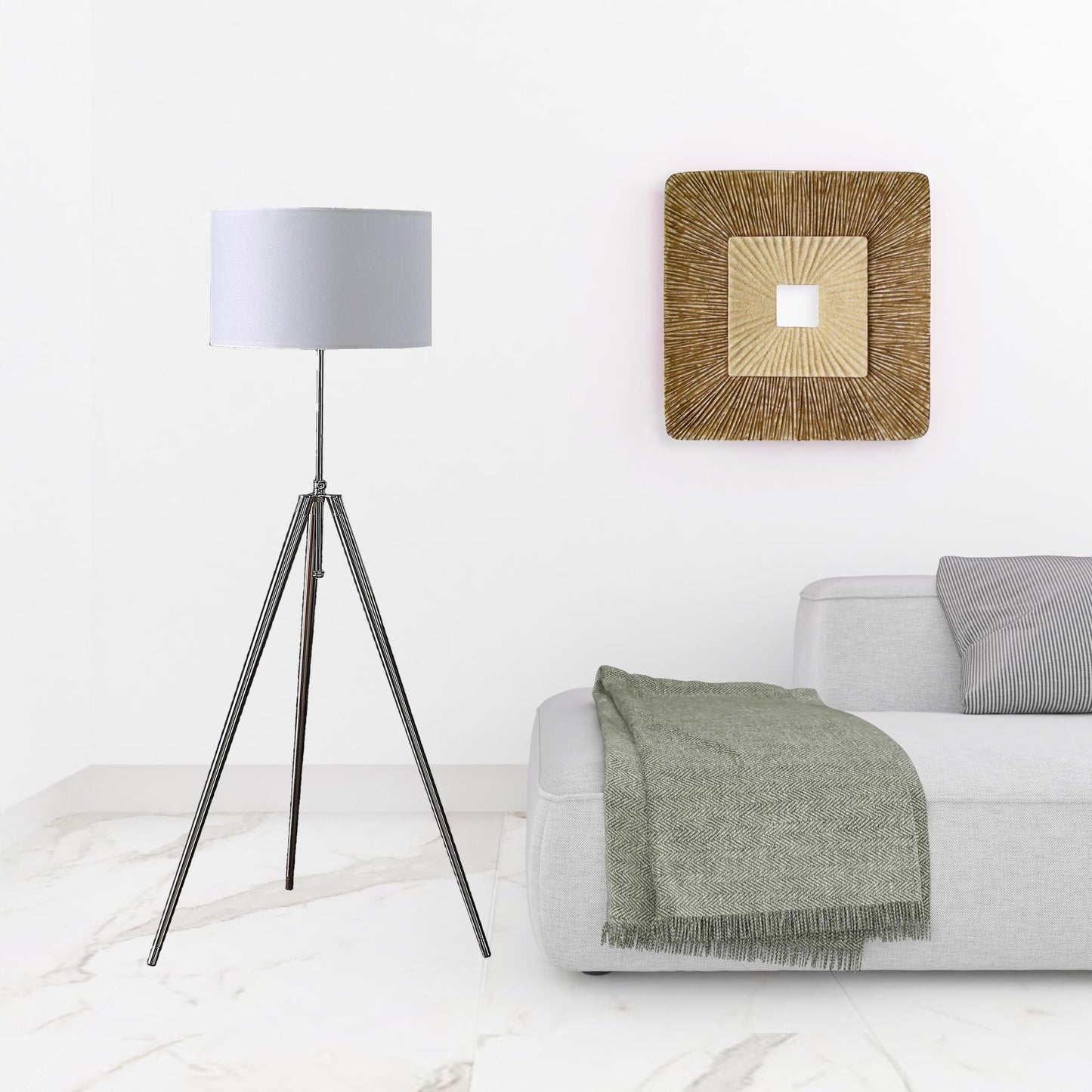 Chrome Adjustable Tripod Floor Lamp w/ Shade