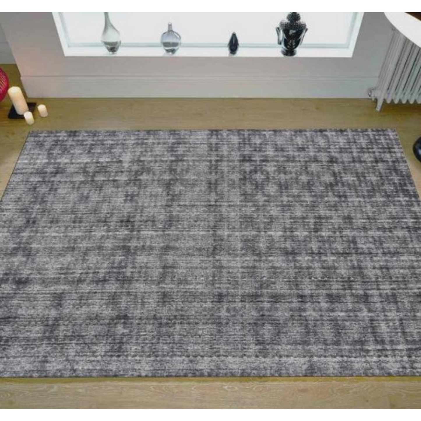 9 x 12 Dark Gery & Silver Ombre Hand Loomed Rug