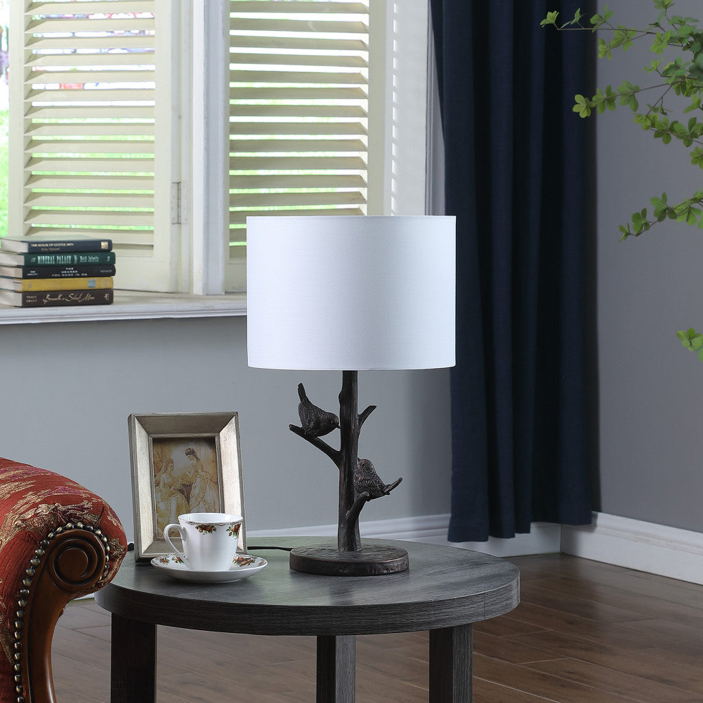 Rustic Dark Bronze Birds on a Tree Table Lamp w/ Shade