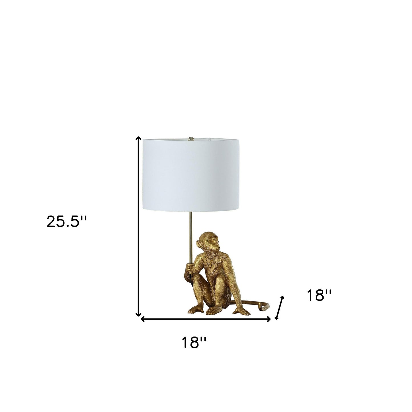 Antiqued Gold Sitting Monkey Table Lamp w/ White