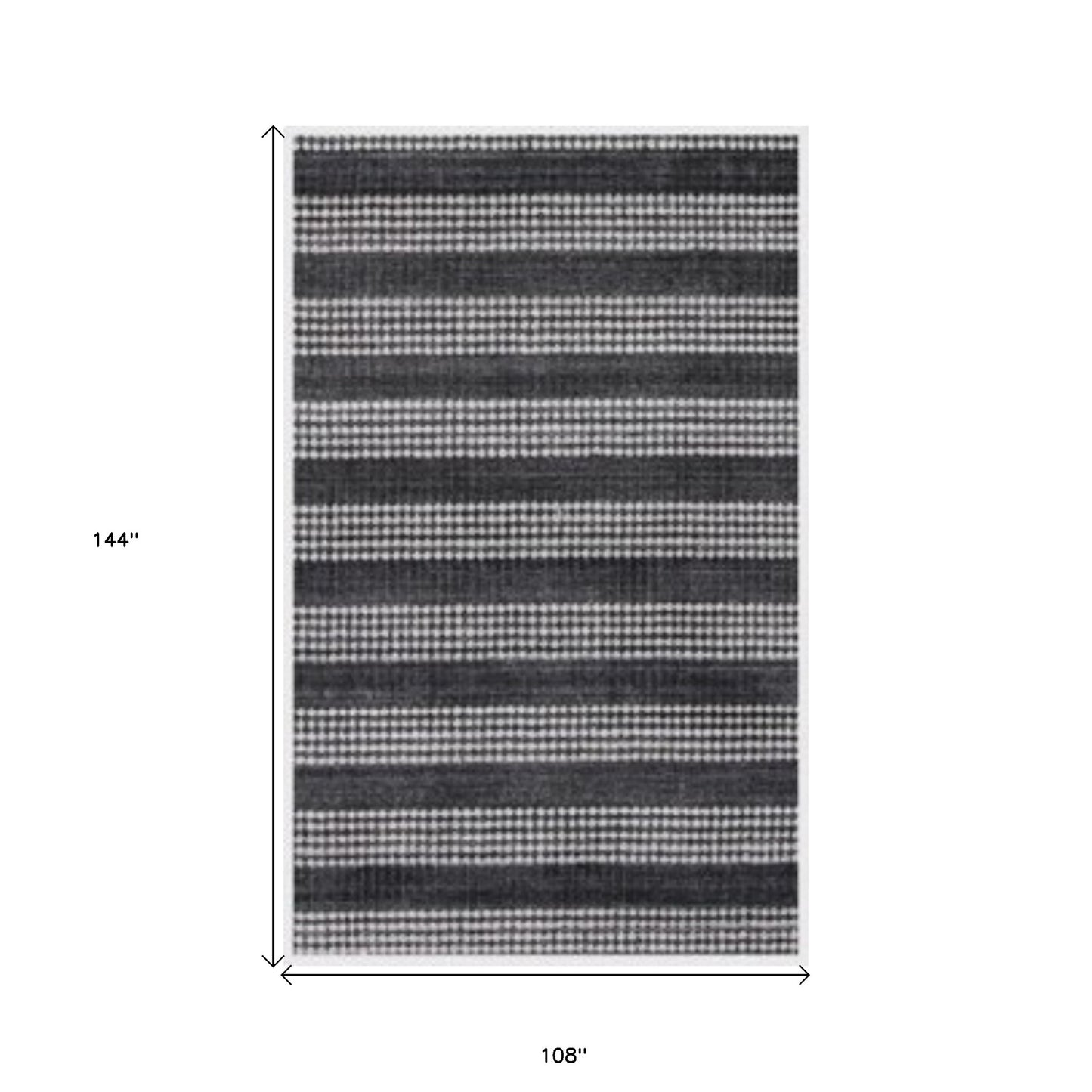 9 x 12 Black & White Striped Hand Loomed Rug