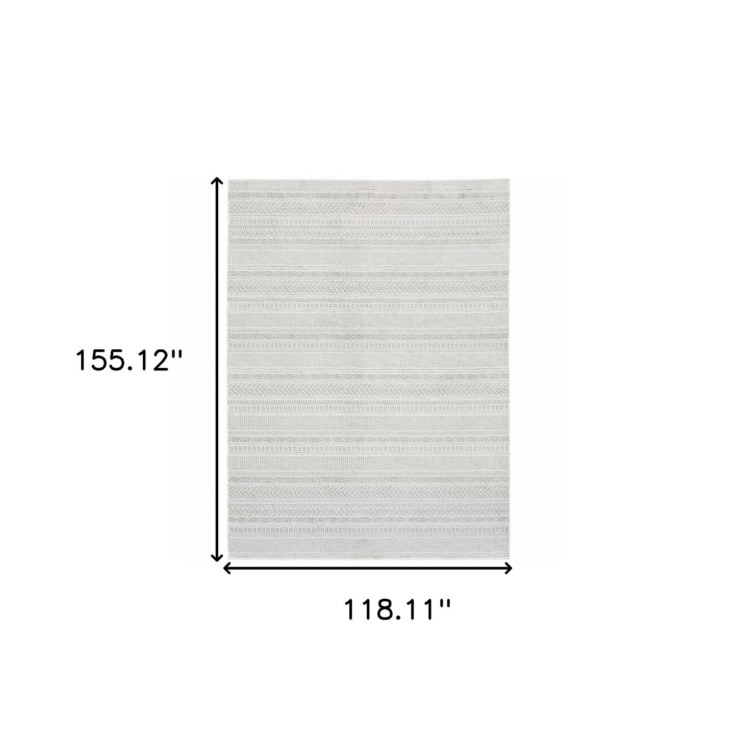 10 x 13 White & Grey Geometric Power Loom Stain Resistant Rug