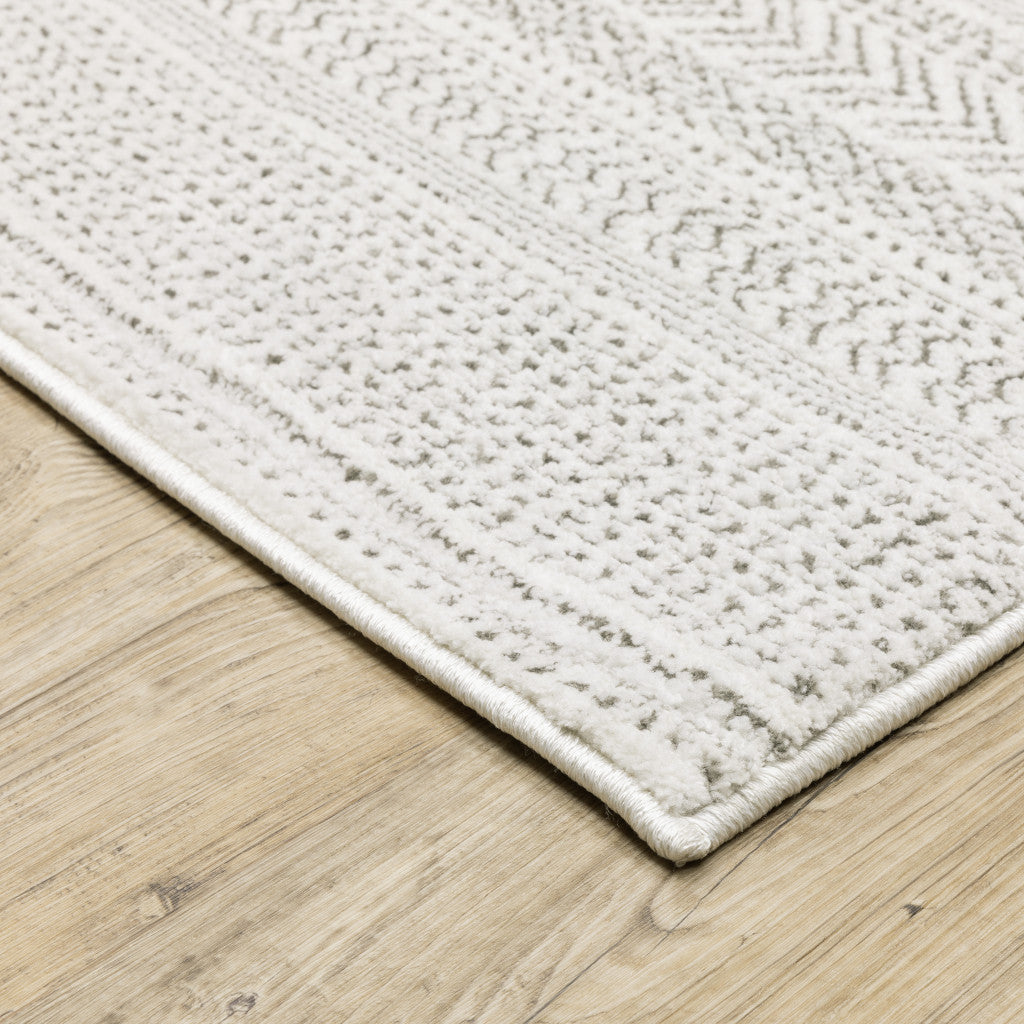 10 x 13 White & Grey Geometric Power Loom Stain Resistant Rug