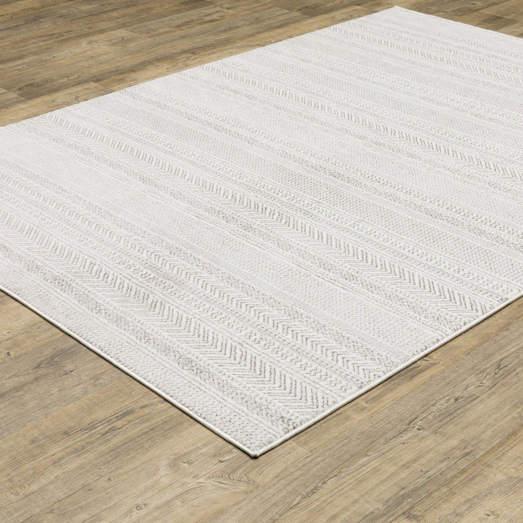 10 x 13 White & Grey Geometric Power Loom Stain Resistant Rug